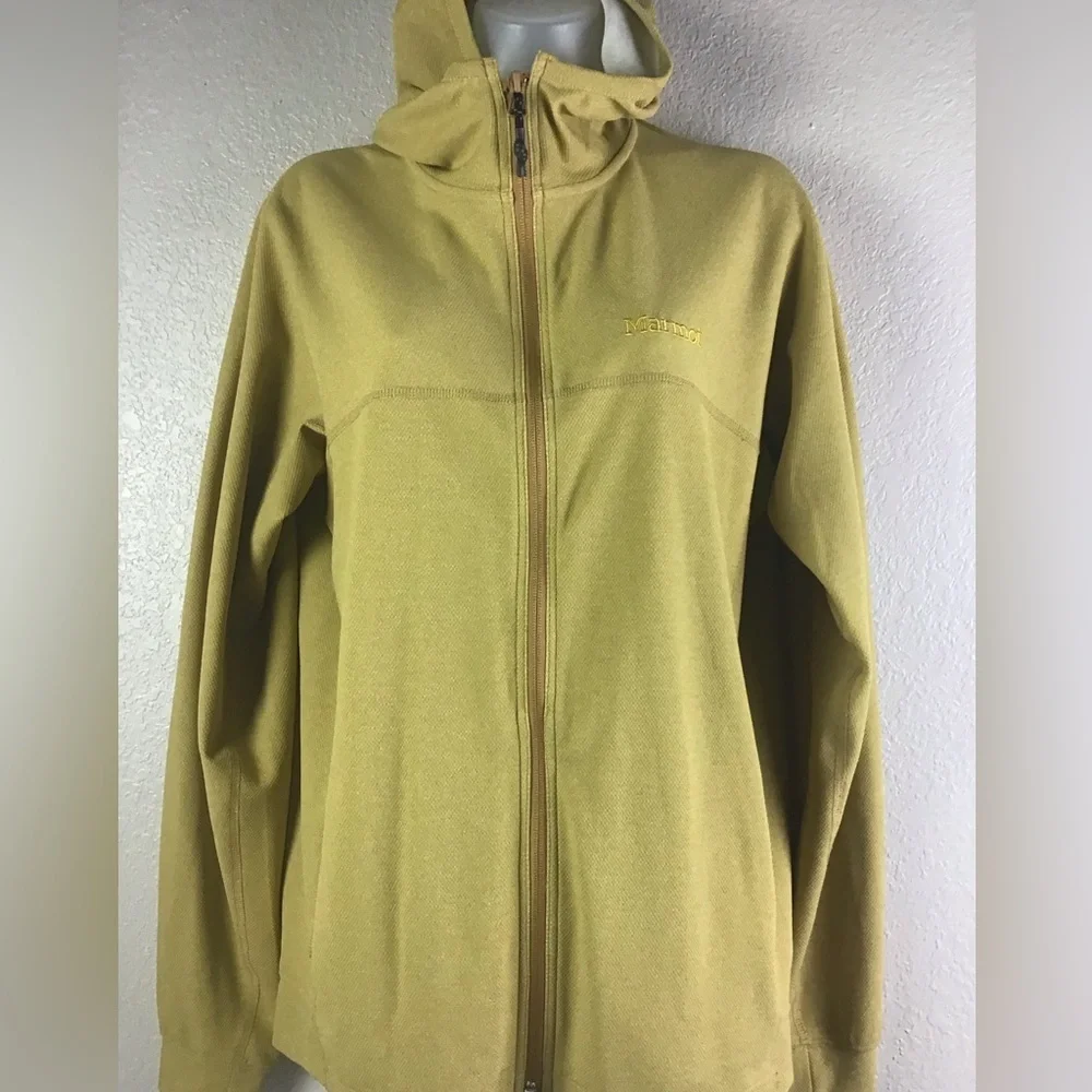 Marmot Zip Front Hoodie Mustard Yellow Men’s Size Large